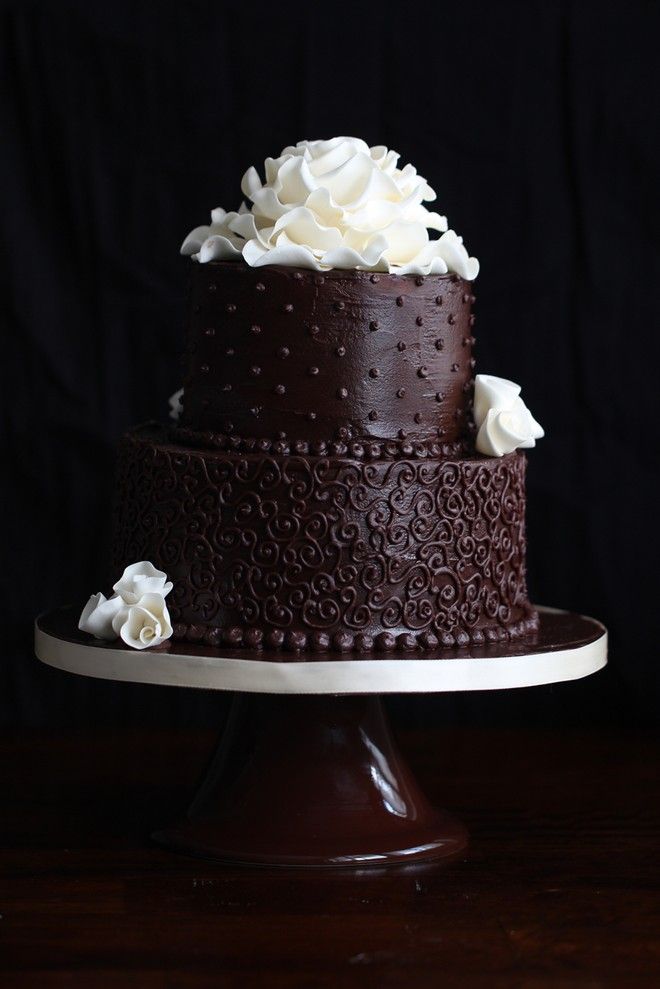 2 Tier Chocolate Wedding Cake Ideas