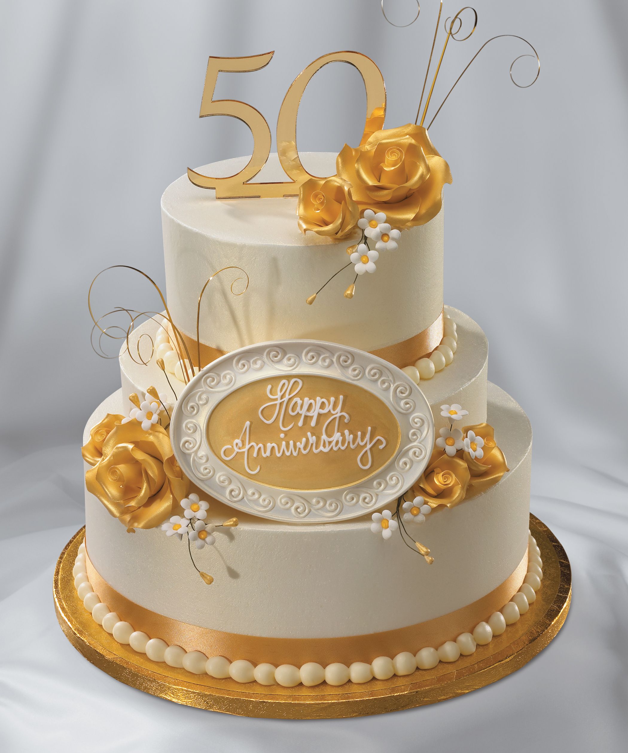 50th Anniversary Golden Wedding Cake Ideas