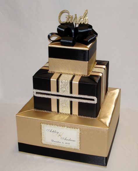 Black And Gold Wedding Card Box