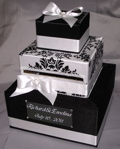 Black And White Wedding Card Box