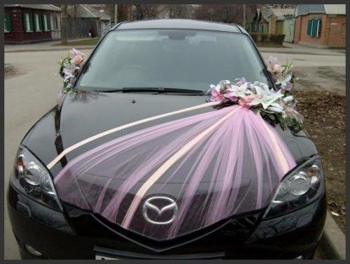 Black Car Decoration For Wedding With Ribbon