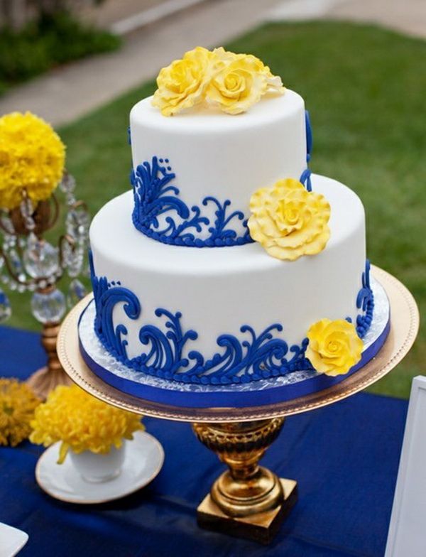 Blue And Yellow Wedding Cake Ideas