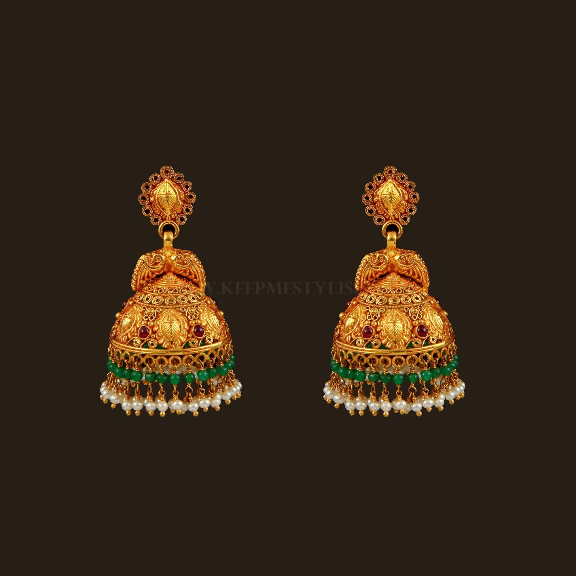 Bridal Antique Jhumka Gold Earrings