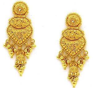 Bridal Big Gold Earrings For Wedding