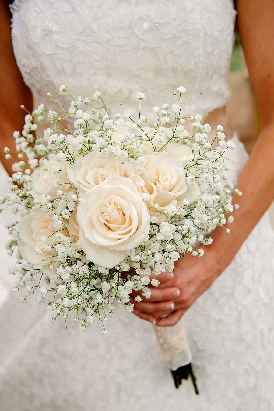 Bridal Bouquet Roses And Gypsophila