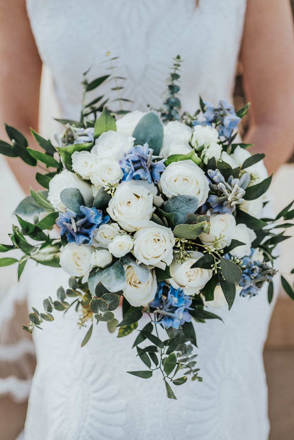 Bridal Bouquet White And Blue