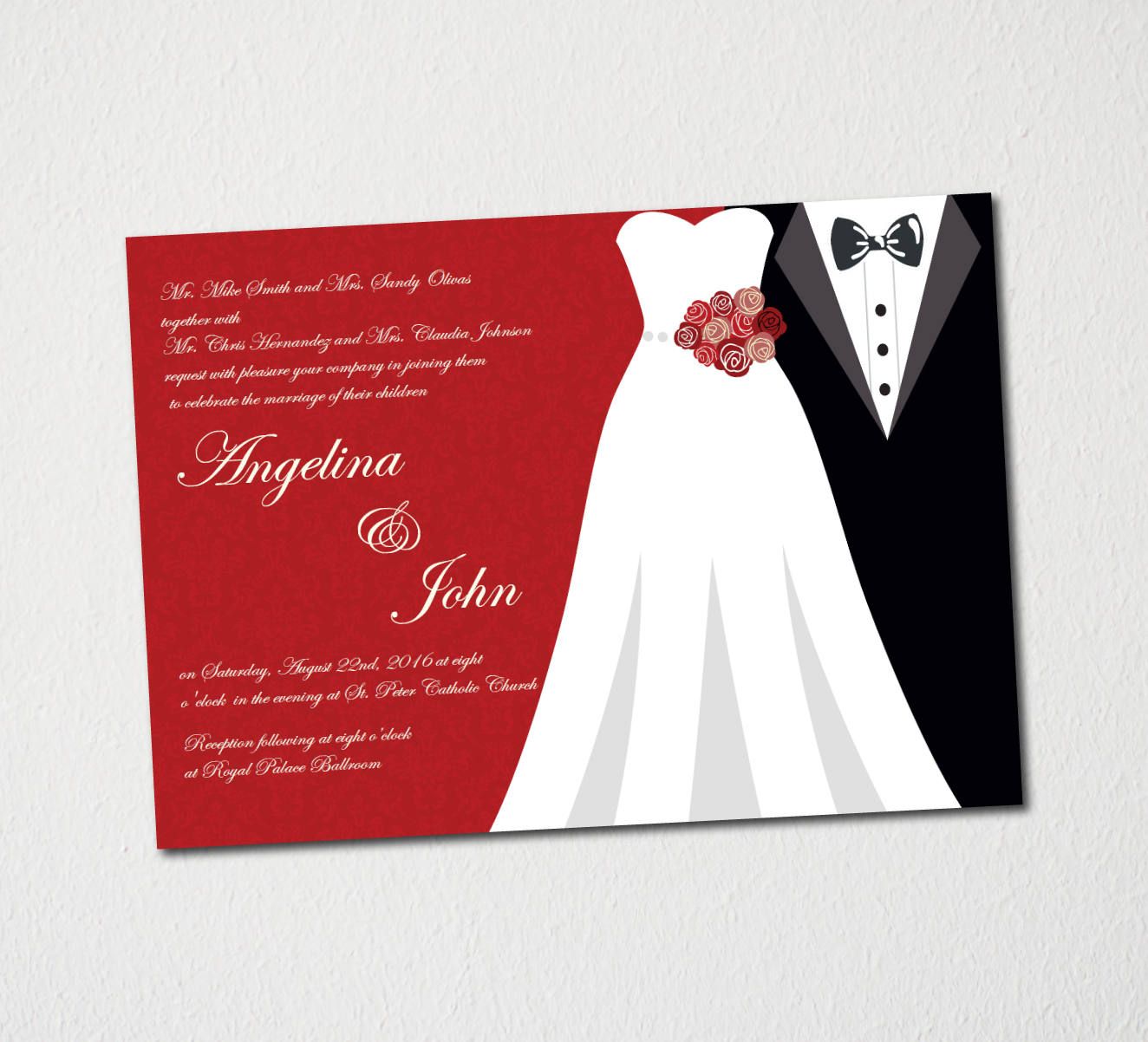 Bride And Groom Wedding Card Template