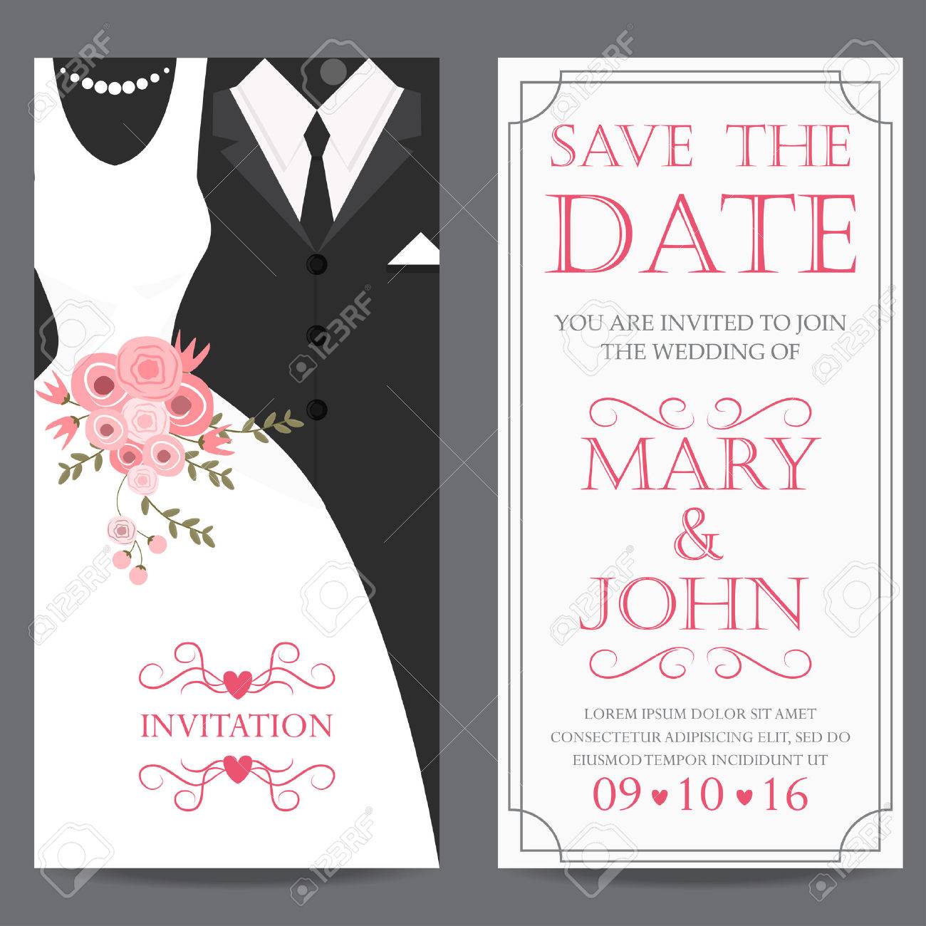 Bride And Groom Wedding Invitation Cards