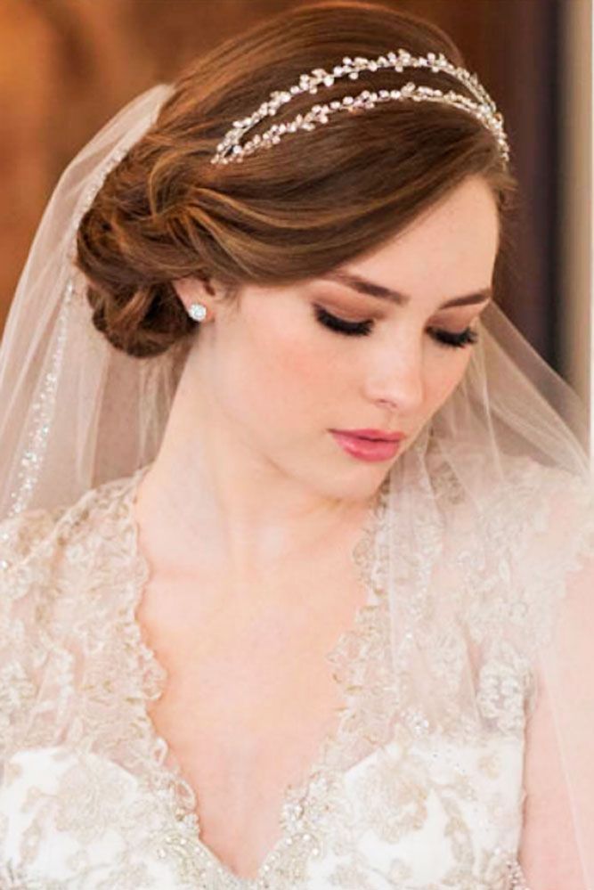 Bride Wedding Hairstyles With Veil And Headpiece