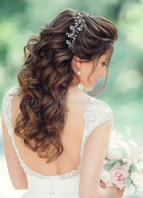 Brunette Half Up Half Down Wedding Hairstyles With Veil