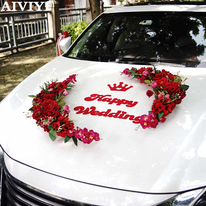 Car Decoration For Wedding With Rose