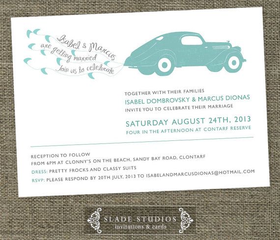 Car Themed Wedding Invitations