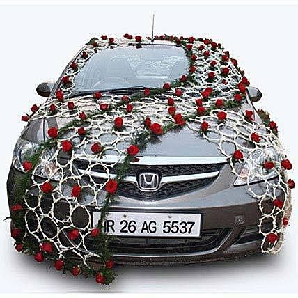 Indian Wedding Car Decoration With Rose Png