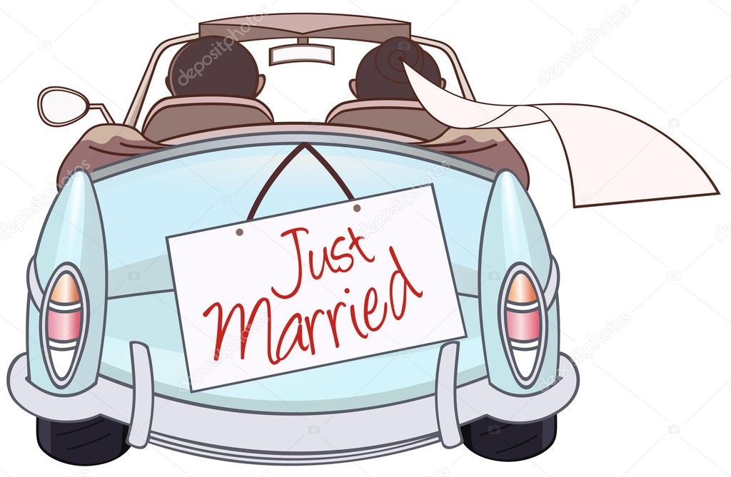 Just Married Cartoon Wedding Car